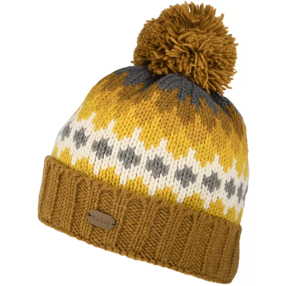 Bonnets À Pompon | Bonnets^Kusan Bonnet à Pompon à Revers moutarde