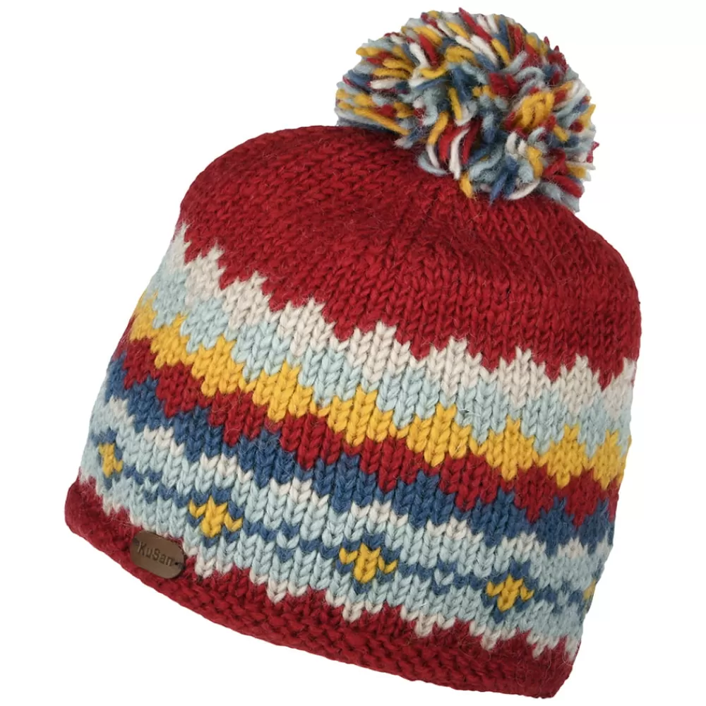 Chapeaux Hiver | Bonnets À Pompon^Kusan Bonnet à Pompon Court rouge-multi