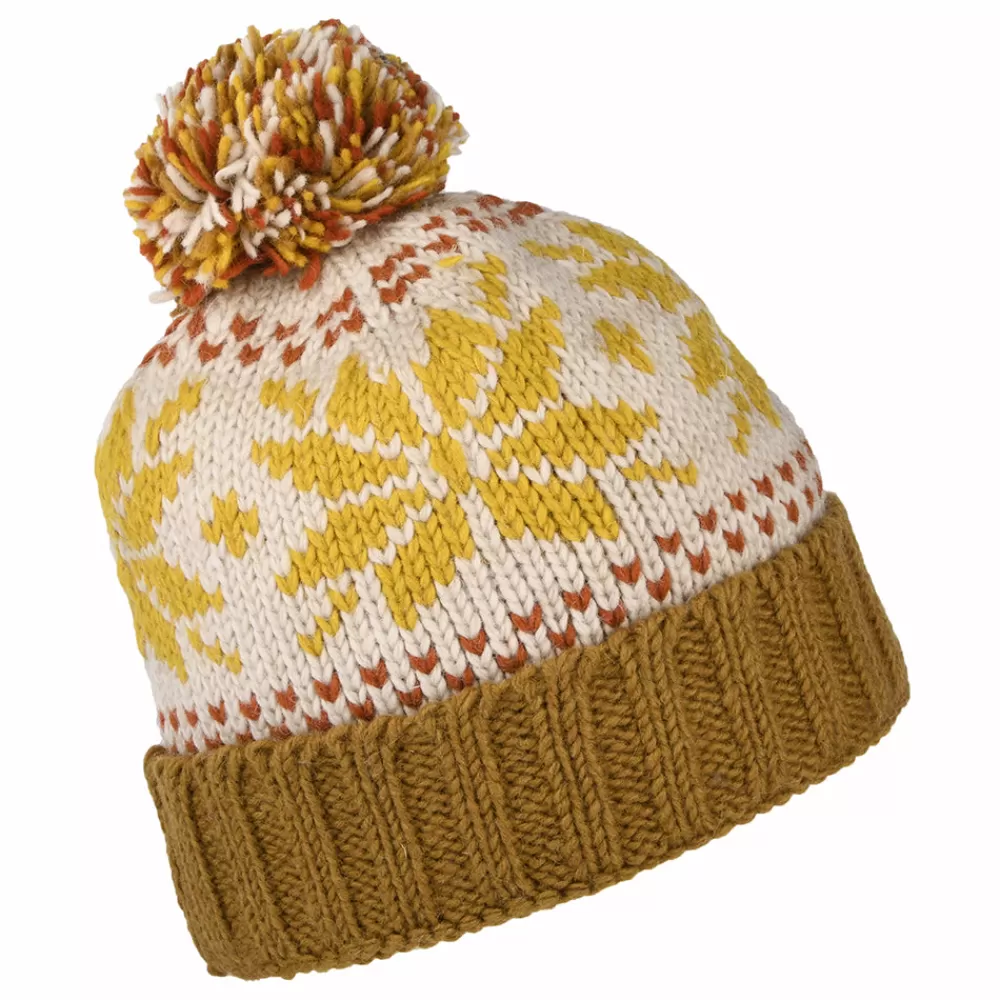 Bonnets À Pompon | Bonnets^Kusan Bonnet à Pompon et Revers Snowflake moutarde