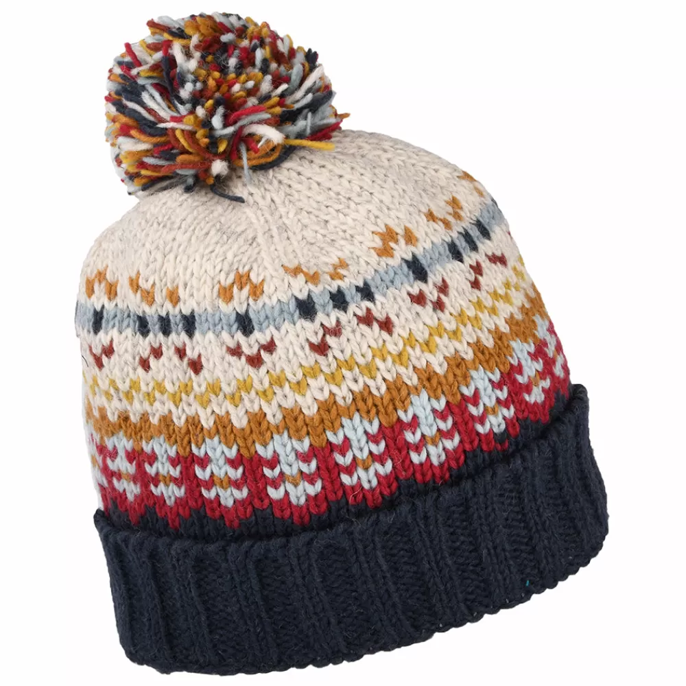Bonnets À Pompon | Bonnets^Kusan Bonnet à Pompon Fair Isle Mosaic bleu marine-rouge-crème