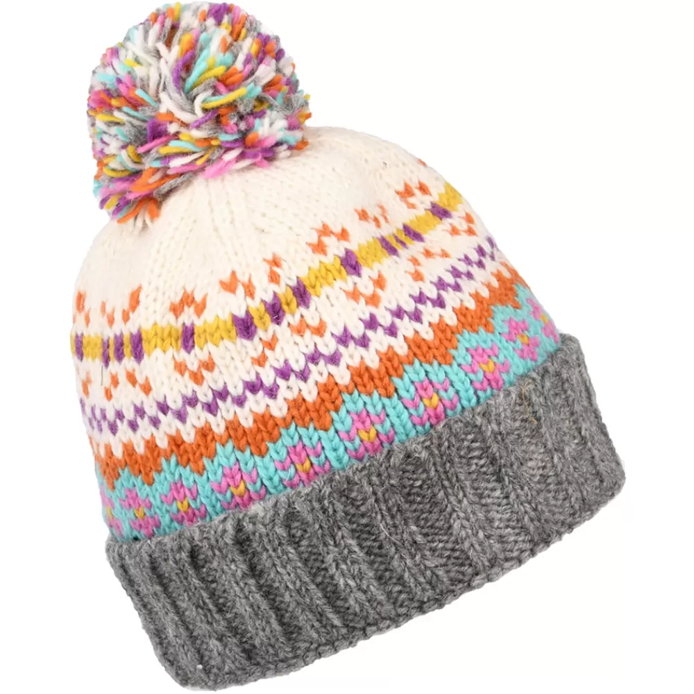 Bonnets À Pompon | Bonnets^Kusan Bonnet à Pompon Fair Isle Mosaic crème-gris