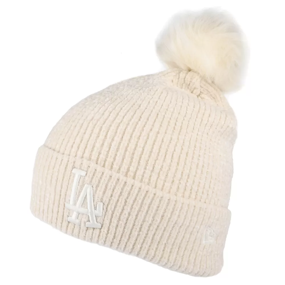 Chapeaux Hiver | Bonnets À Pompon^New Era Bonnet à Pompon Femme MLB Chenille Bobble L.A. Dodgers crème