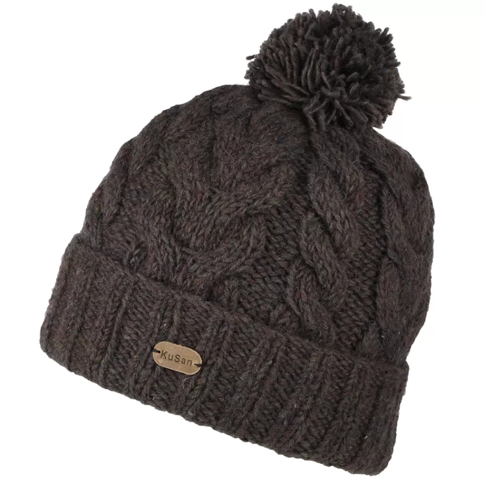 Bonnets À Pompon | Bonnets^Kusan Bonnet à Pompon Recyclé à Revers et à Torsades prune-gris