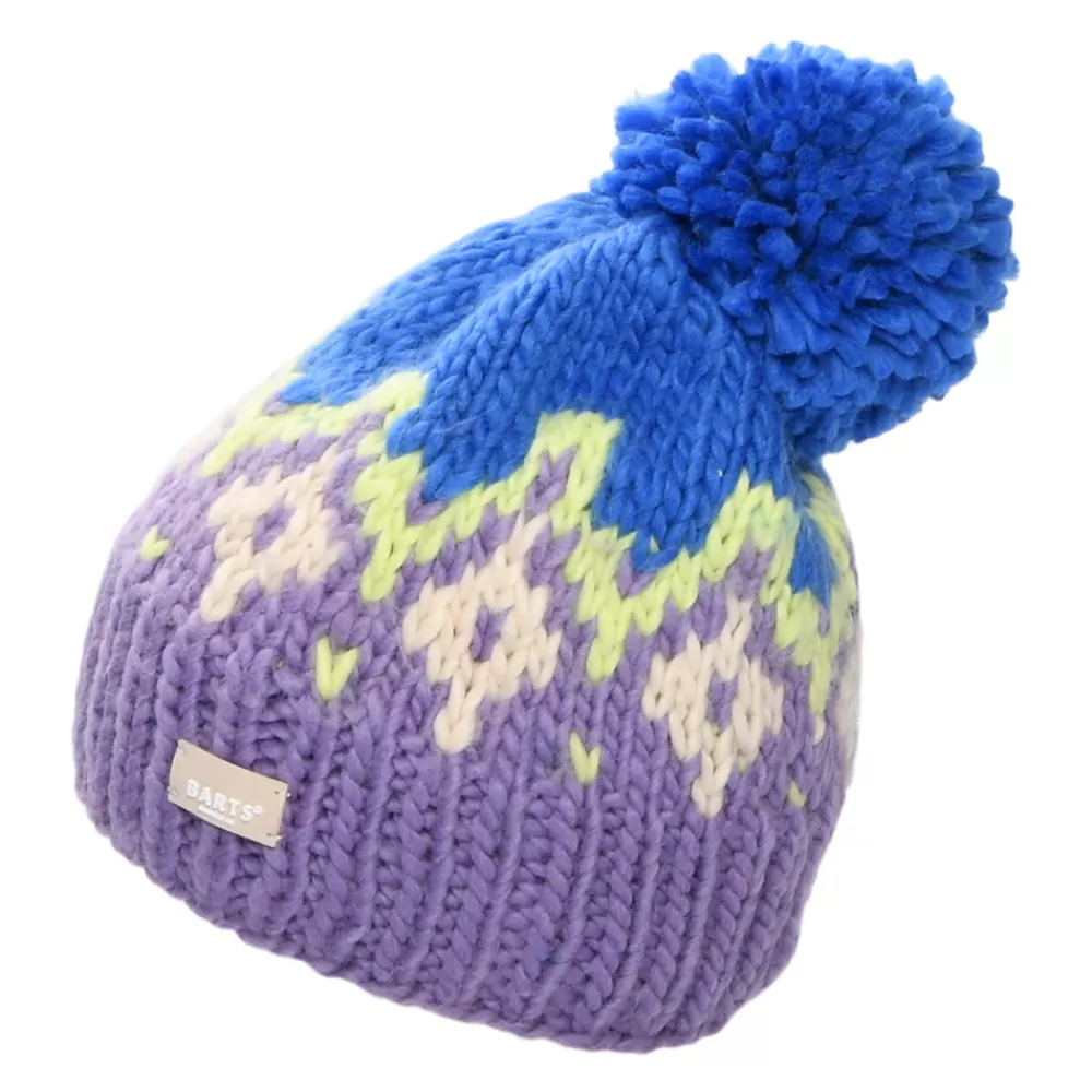 Bonnets À Pompon | Bonnets^Barts Bonnet à Pompon Tricoté Main Curley violet-bleu