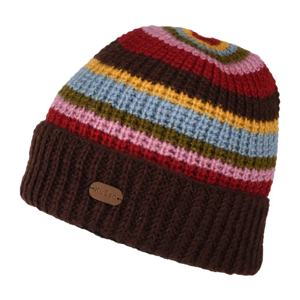Bonnets | Chapeaux Hiver^Kusan Bonnet à Revers Cardi Rib marron-rouge-bleu