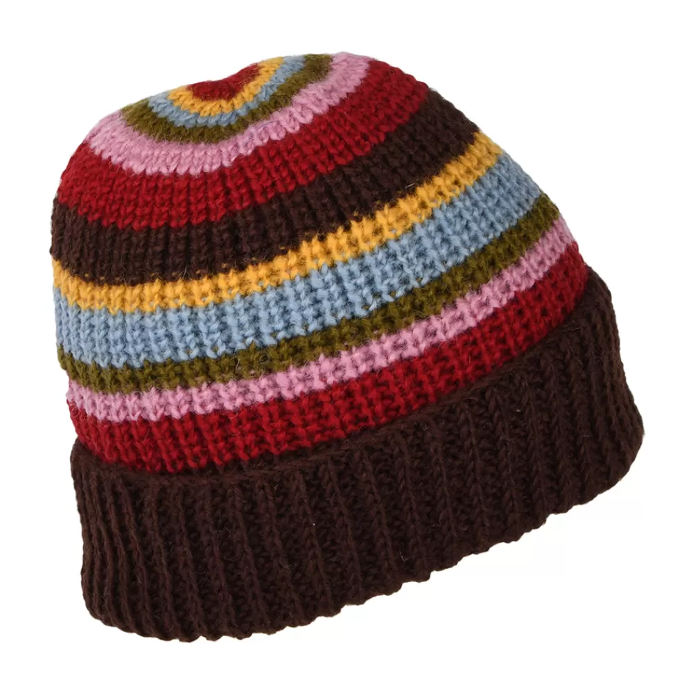 Bonnets | Chapeaux Hiver^Kusan Bonnet à Revers Cardi Rib marron-rouge-bleu