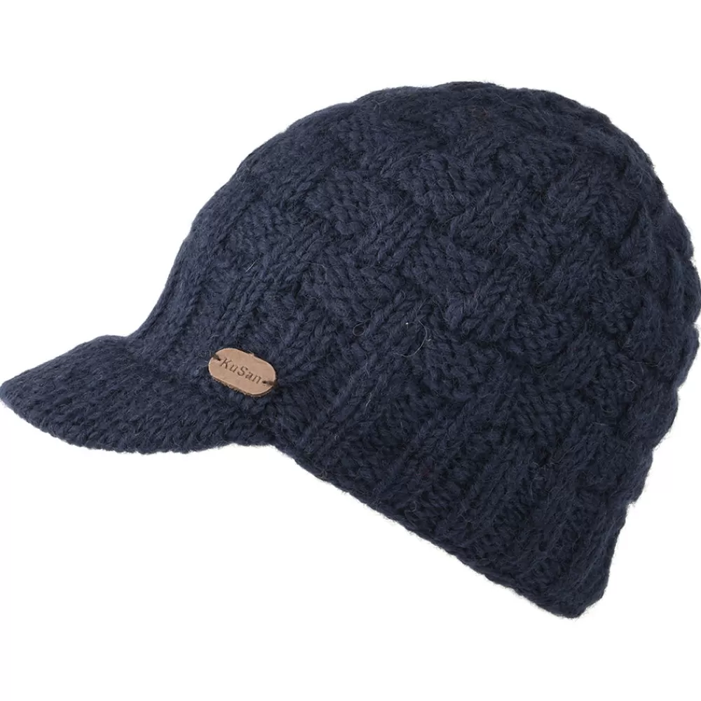 Bonnets | Chapeaux Hiver^Kusan Bonnet à Visière Maille Nattée bleu marine