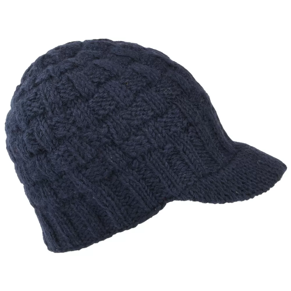 Bonnets | Chapeaux Hiver^Kusan Bonnet à Visière Maille Nattée bleu marine