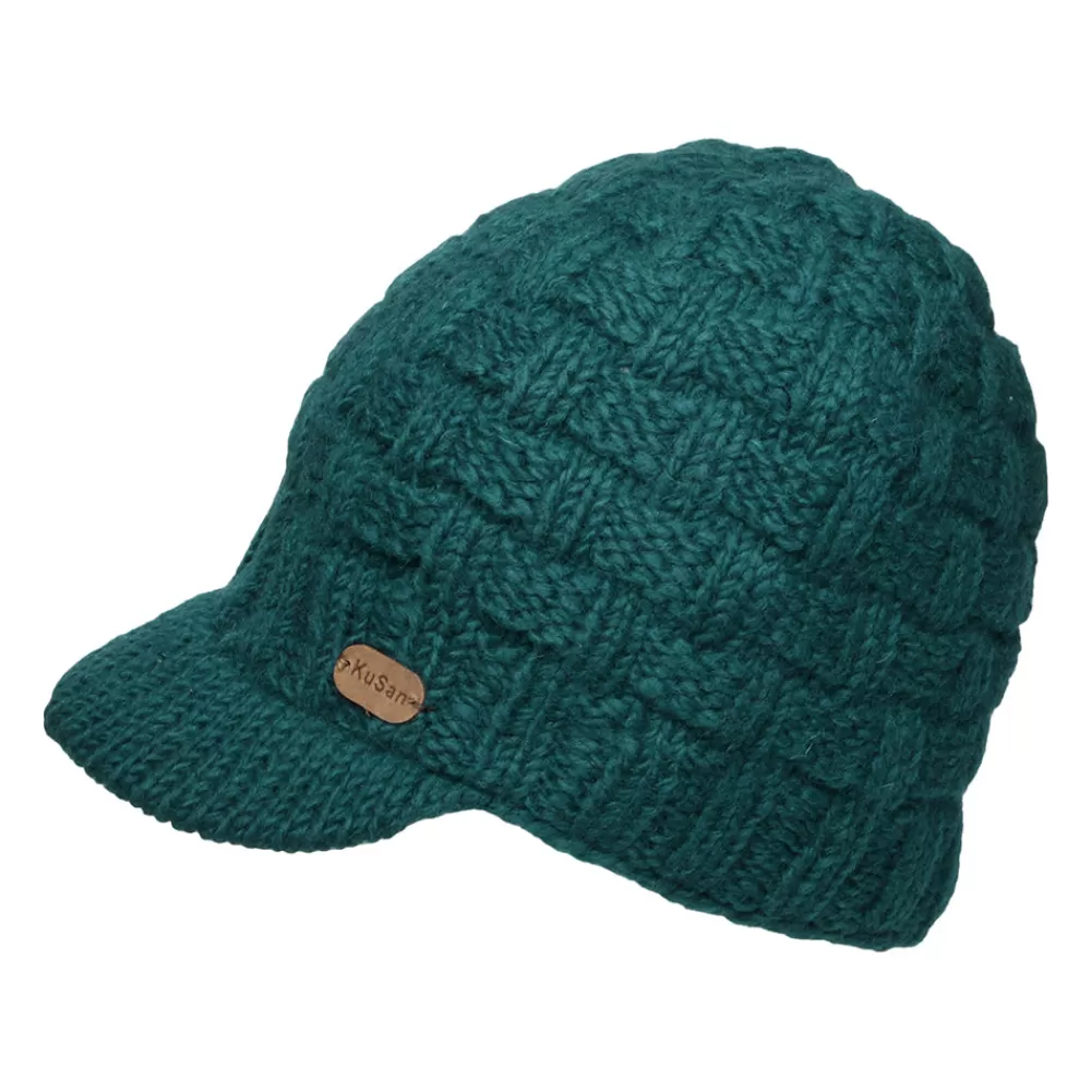 Bonnets | Chapeaux Hiver^Kusan Bonnet à Visière Maille Nattée bleu sarcelle