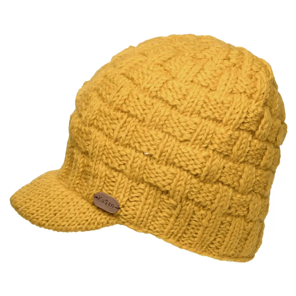 Bonnets | Chapeaux Hiver^Kusan Bonnet à Visière Maille Nattée jaune