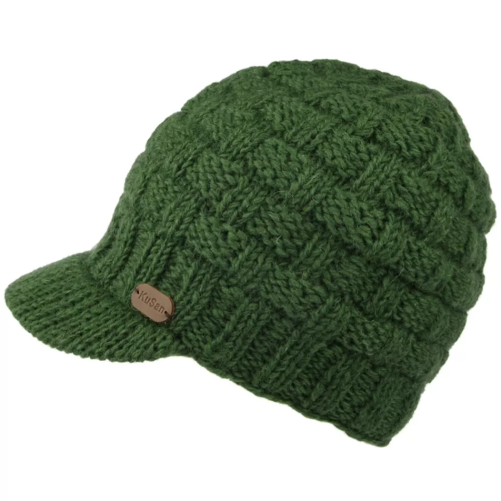 Bonnets | Chapeaux Hiver^Kusan Bonnet à Visière Maille Nattée olive