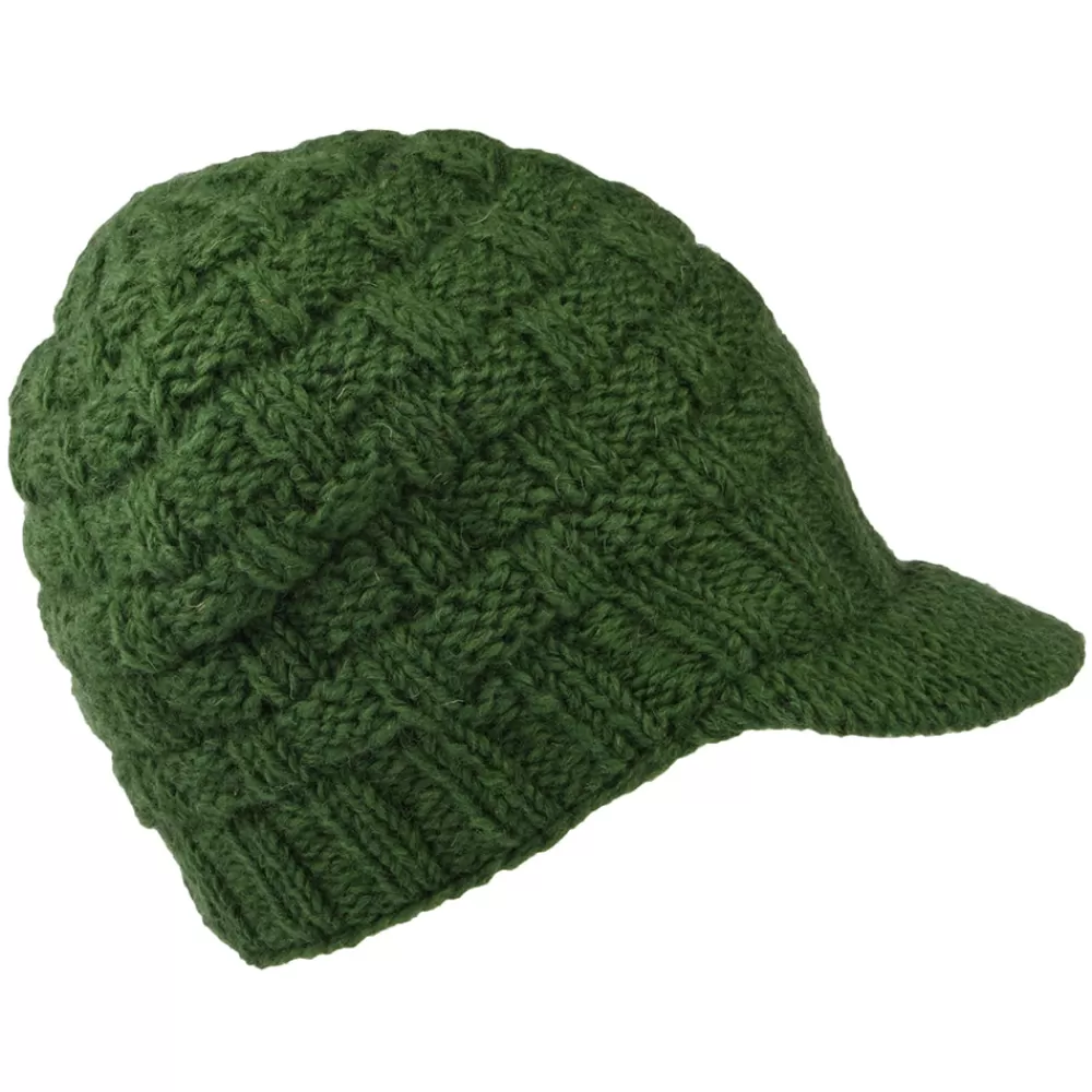 Bonnets | Chapeaux Hiver^Kusan Bonnet à Visière Maille Nattée olive