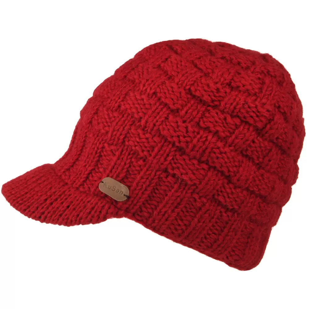 Bonnets | Chapeaux Hiver^Kusan Bonnet à Visière Maille Nattée rouge