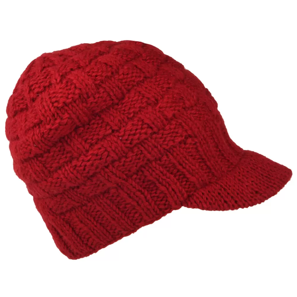 Bonnets | Chapeaux Hiver^Kusan Bonnet à Visière Maille Nattée rouge