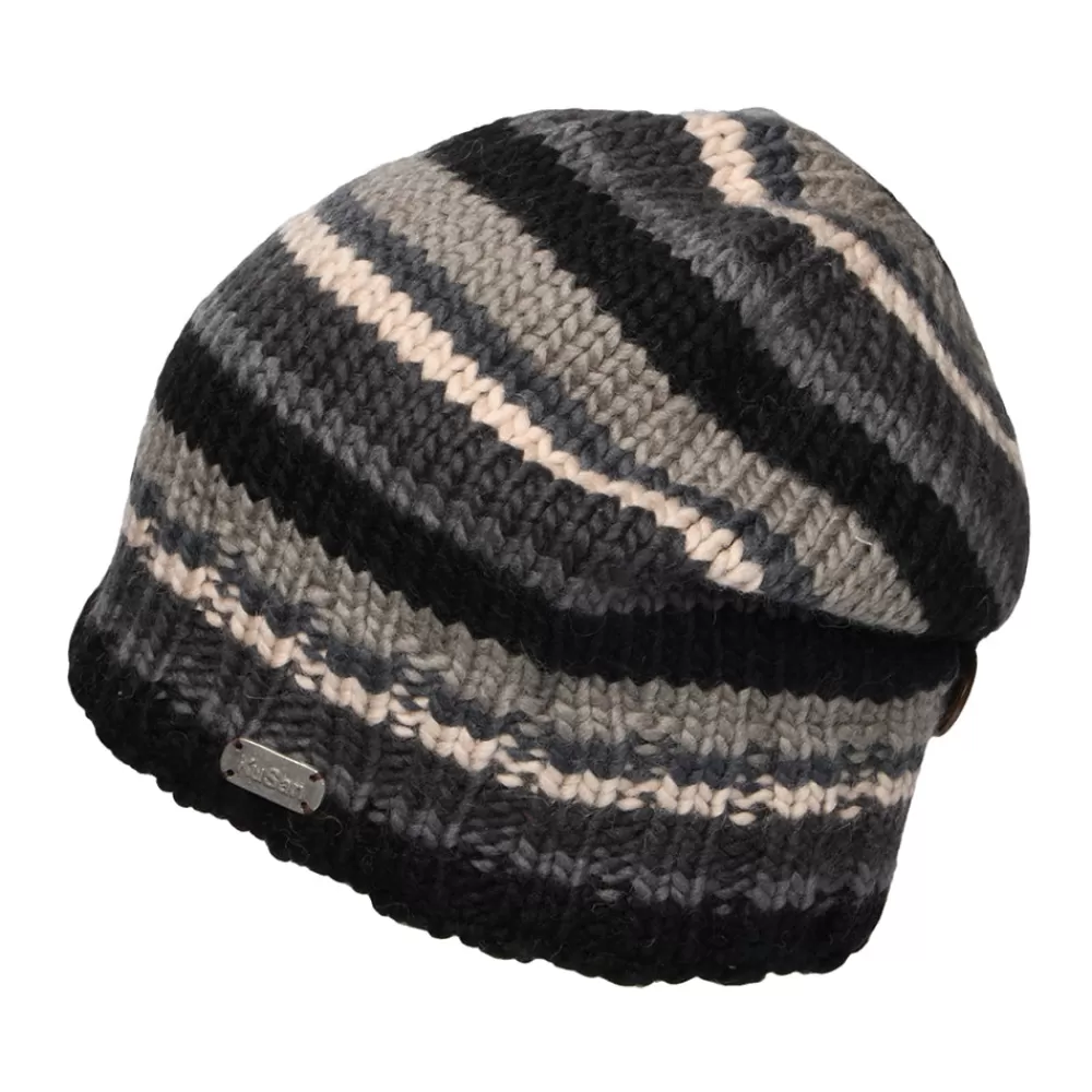 Chapeaux Hiver | Bonnets^Kusan Bonnet Boutonné à Rayures noir-gris