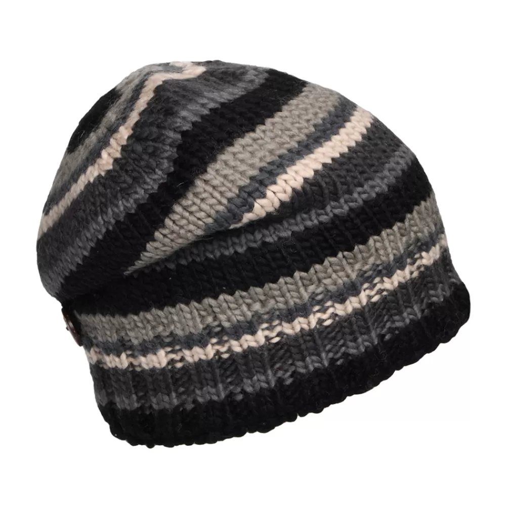 Chapeaux Hiver | Bonnets^Kusan Bonnet Boutonné à Rayures noir-gris