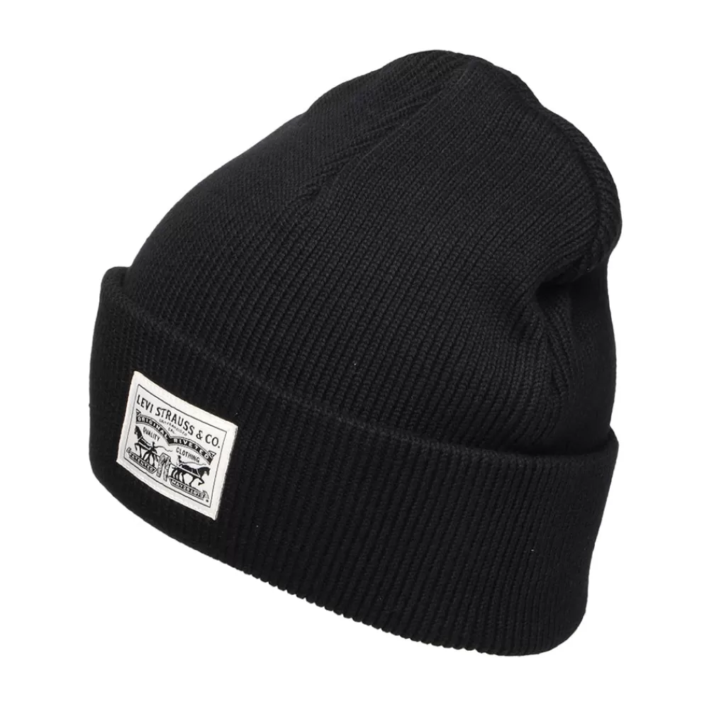 Bonnets | Chapeaux Hiver^Levi's Bonnet en Coton Backpatch noir LEVI'S