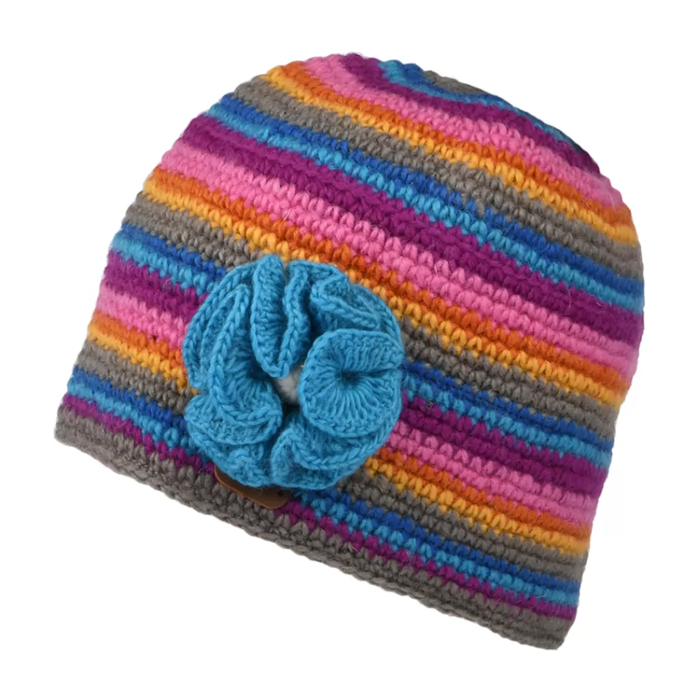 Chapeaux Hiver | Bonnets^Kusan Bonnet en Crochet à Fleur gris-bleu-rose
