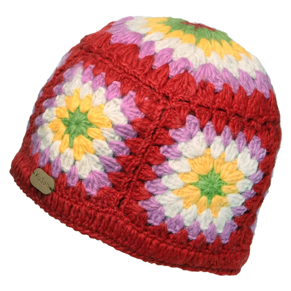 Chapeaux Hiver | Bonnets^Kusan Bonnet Granny Square en Crochet rouge