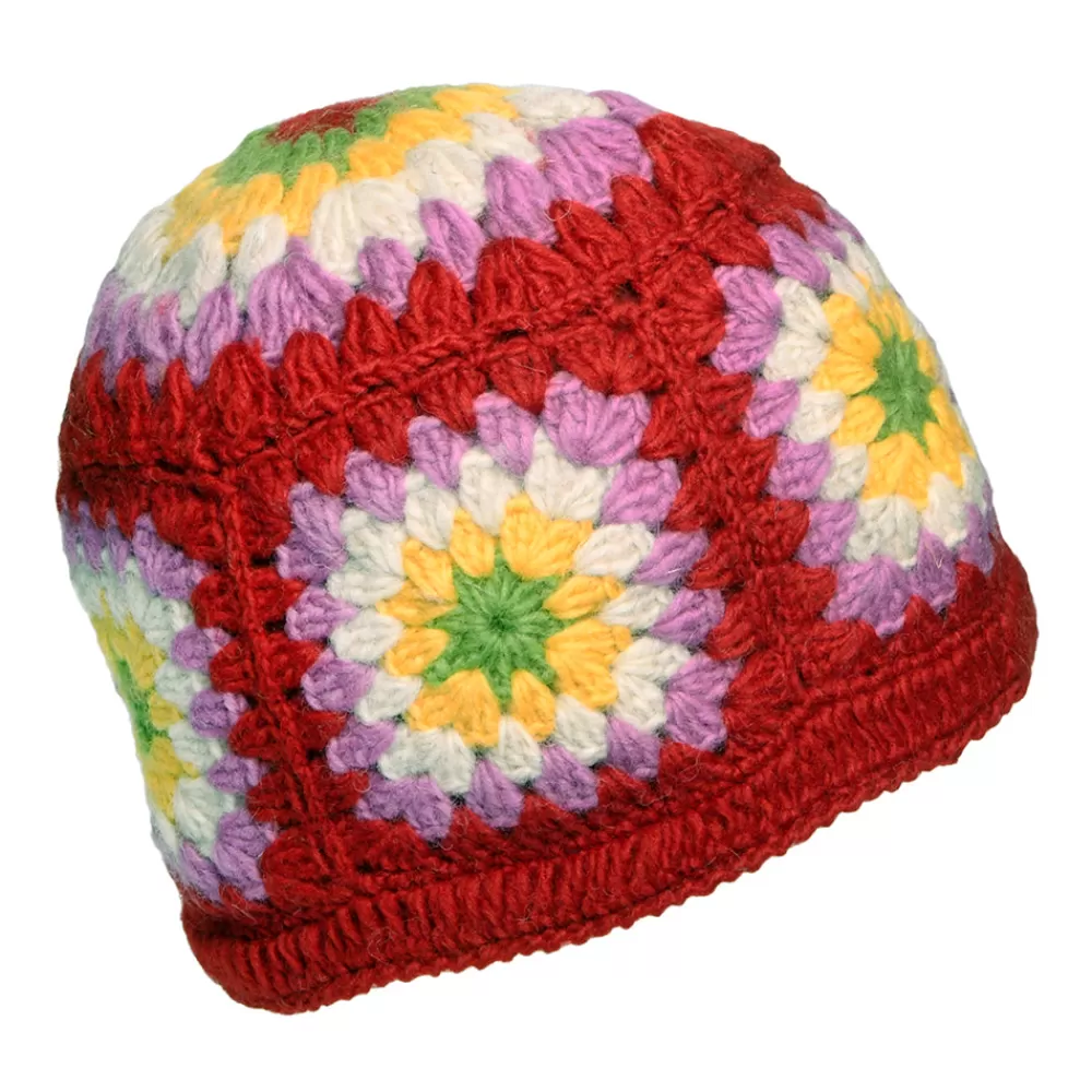 Chapeaux Hiver | Bonnets^Kusan Bonnet Granny Square en Crochet rouge