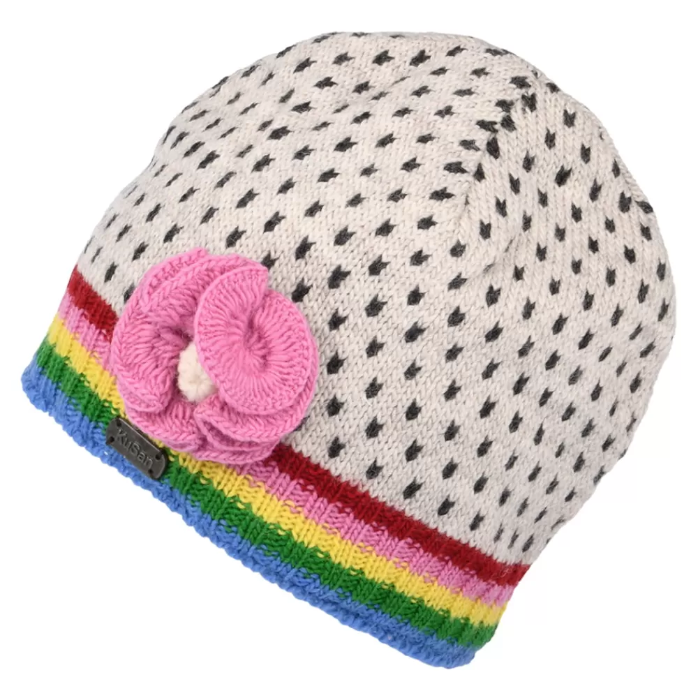 Chapeaux Hiver | Bonnets^Kusan Bonnet Jauge Fine à Fleur Brooklyn blanc-multi