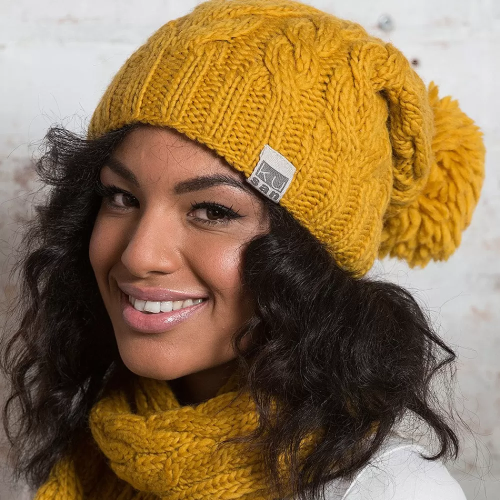 Bonnets À Pompon | Bonnets^Kusan Bonnet Long à Pompon moutarde