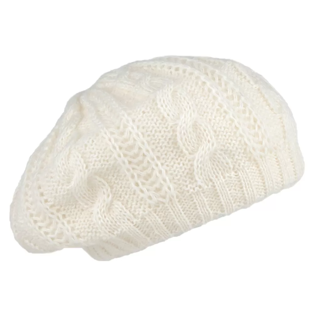 Chapeaux Hiver | Bérets^Whiteley Béret à Torsades blanc hiver