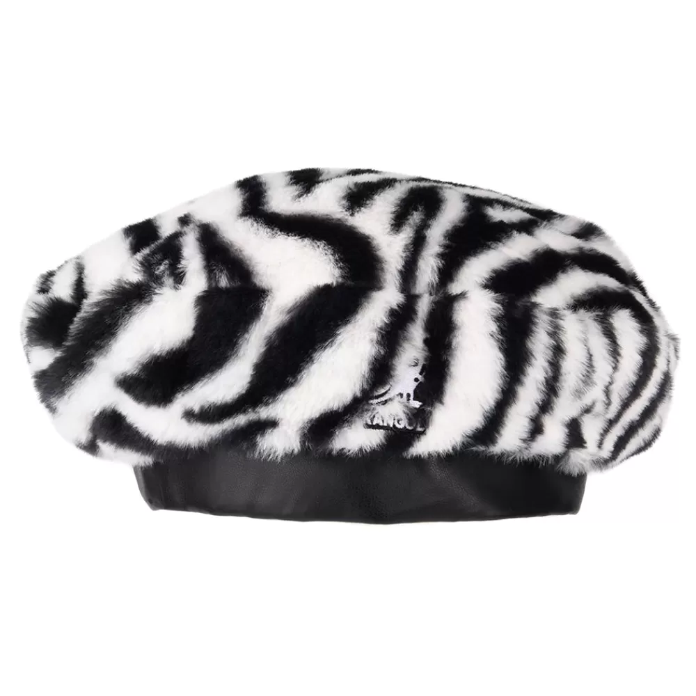 Chapeaux Hiver | Bérets^Kangol Béret en Fausse Fourrure à Motif Zèbre noir-blanc