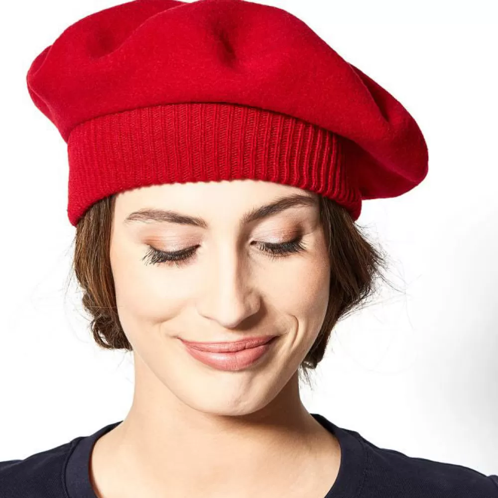 Chapeaux Hiver | Bérets^Héritage par Laulhère Béret en Laine Mérinos Parisienne rouge HÉRITAGE PAR LAULHÈRE