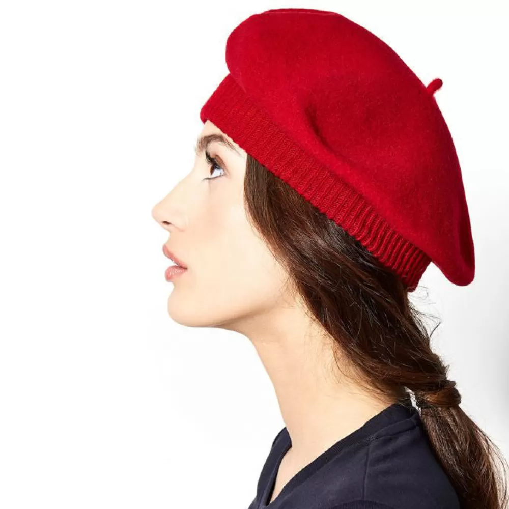Chapeaux Hiver | Bérets^Héritage par Laulhère Béret en Laine Mérinos Parisienne rouge HÉRITAGE PAR LAULHÈRE