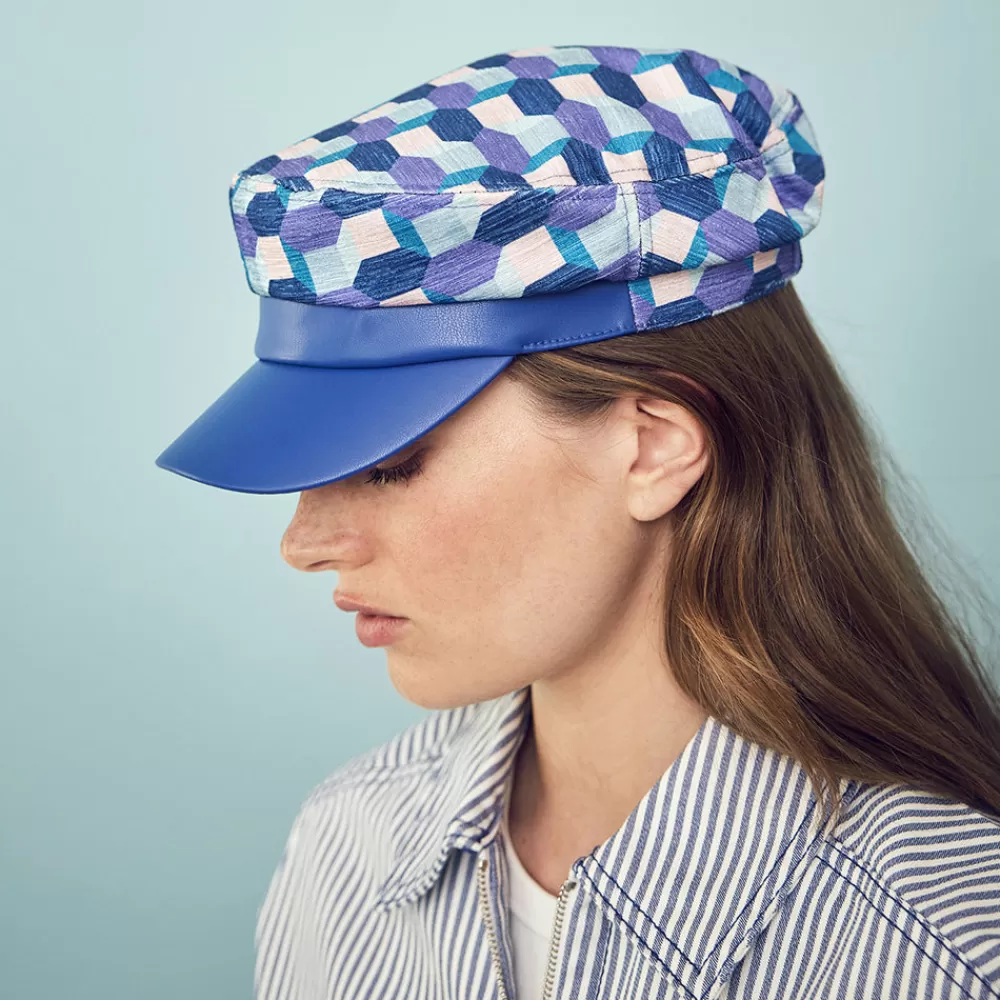 Casquettes Femme | Chapeaux Femme^Seeberger Casquette de Marin Graphique violet-bleu