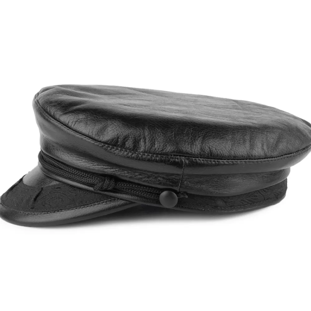 Casquettes Femme | Chapeaux Femme^Jaxon & James Casquette de Marin Grec en Cuir Classic noir JAXON & JAMES