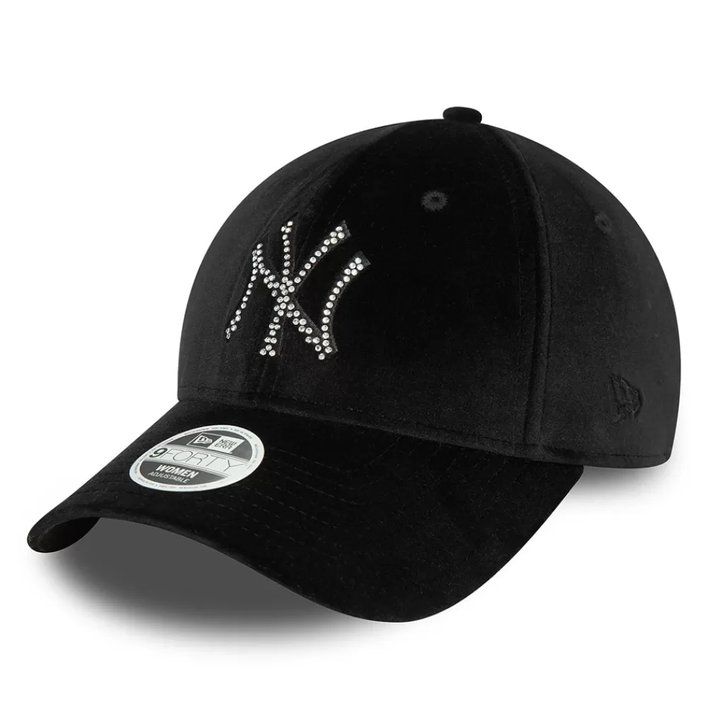 Chapeaux Hiver | Casquettes De Baseball^New Era Casquette Femme 9FORTY MLB Velour Diamante New York Yankees noir