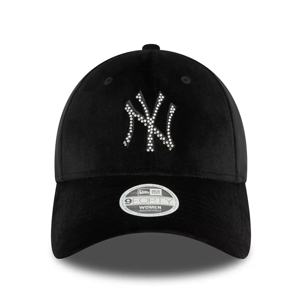 Chapeaux Hiver | Casquettes De Baseball^New Era Casquette Femme 9FORTY MLB Velour Diamante New York Yankees noir
