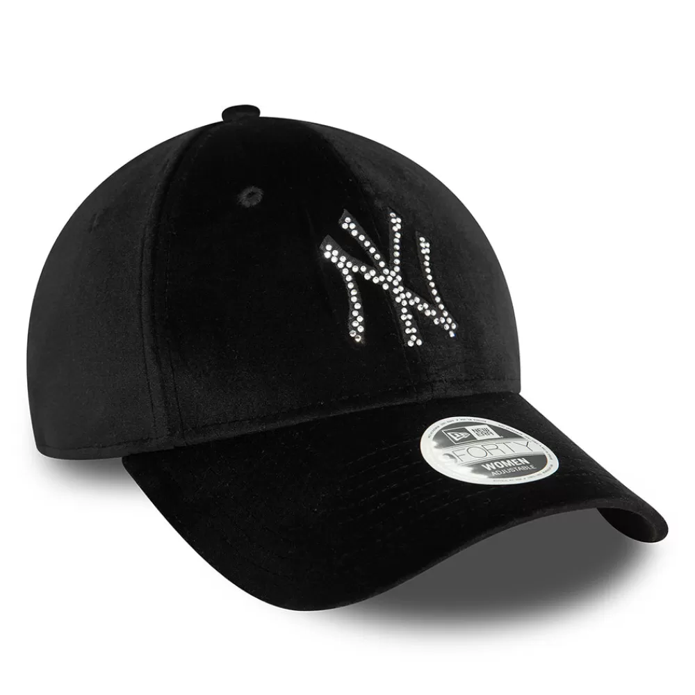 Chapeaux Hiver | Casquettes De Baseball^New Era Casquette Femme 9FORTY MLB Velour Diamante New York Yankees noir