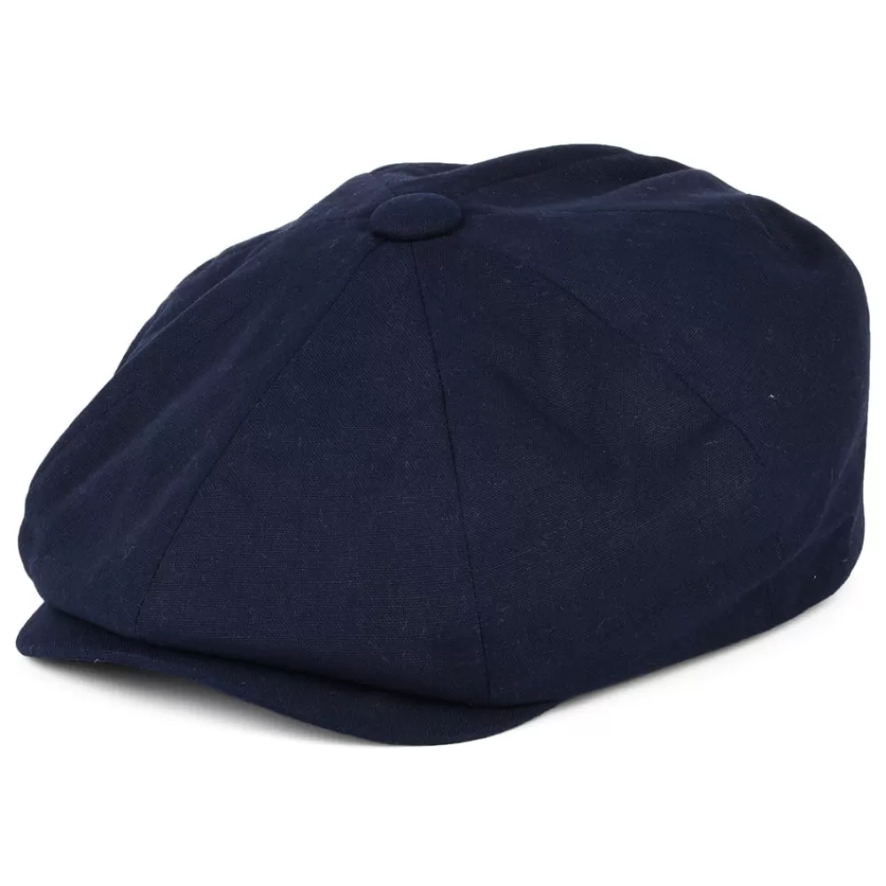 Casquettes Plates | Casquettes Plates^Christys Casquette Gavroche à 8 Pans en Coton et Lin bleu marine
