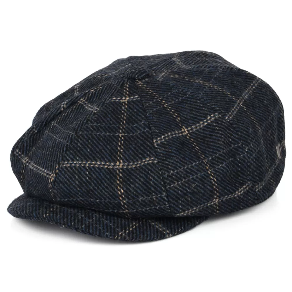 Casquettes Plates | Casquettes Plates^Brixton Casquette Gavroche à Carreaux Ample Brood bleu marine-noir-blanc cassé