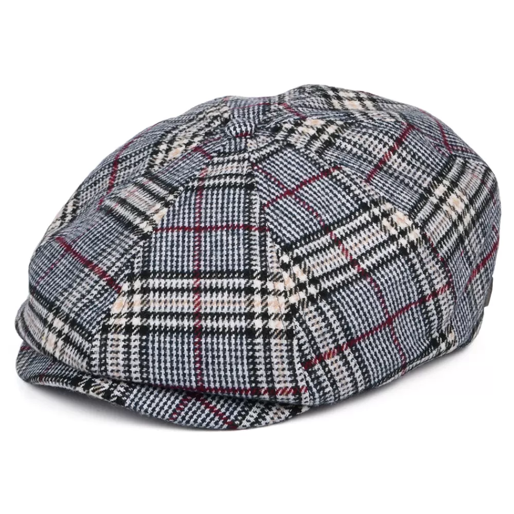 Casquettes Plates | Casquettes Plates^Brixton Casquette Gavroche à Carreaux Brood bleu-blanc cassé