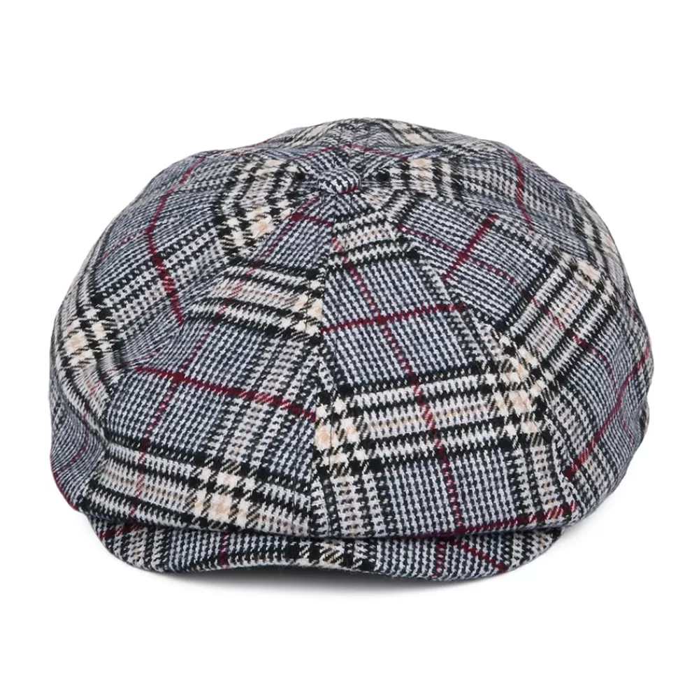 Casquettes Plates | Casquettes Plates^Brixton Casquette Gavroche à Carreaux Brood bleu-blanc cassé