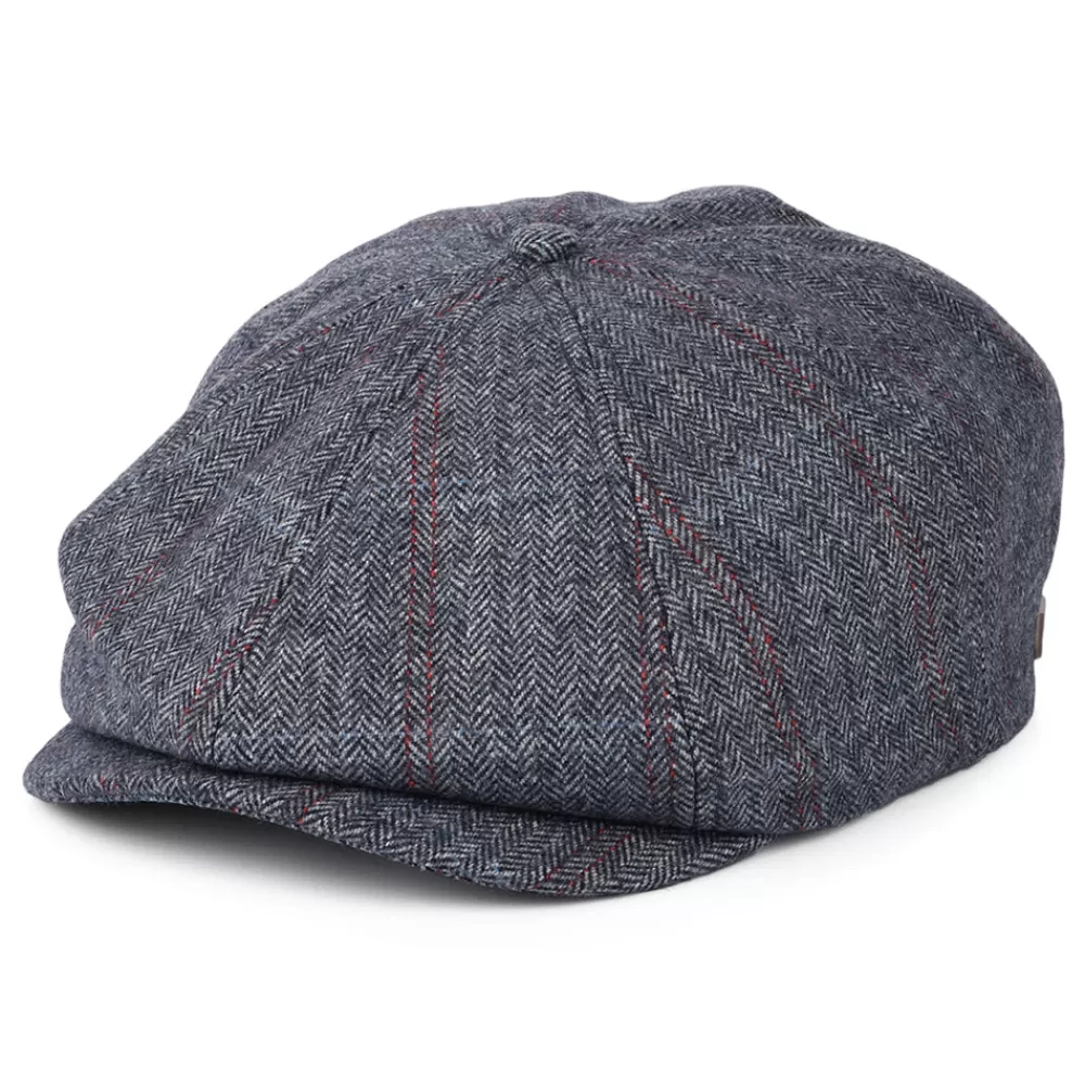 Casquettes Plates | Chapeaux Hiver^Brixton Casquette Gavroche à Carreaux et Chevrons Brood bleu marine délavé-beige