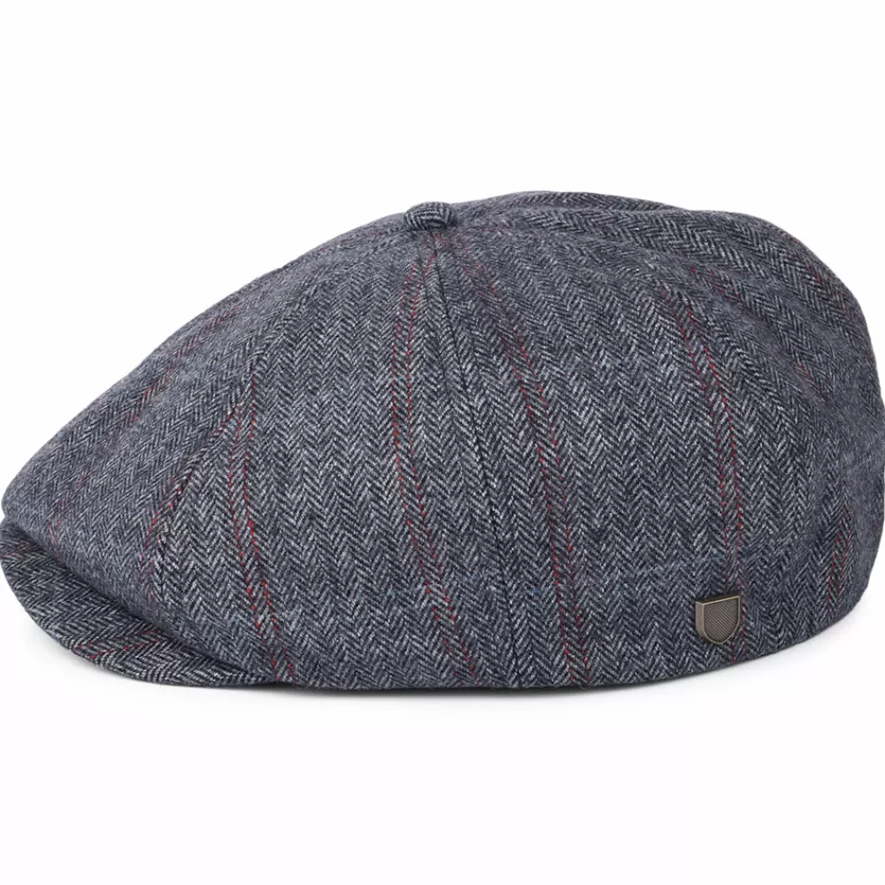 Casquettes Plates | Chapeaux Hiver^Brixton Casquette Gavroche à Carreaux et Chevrons Brood bleu marine délavé-beige