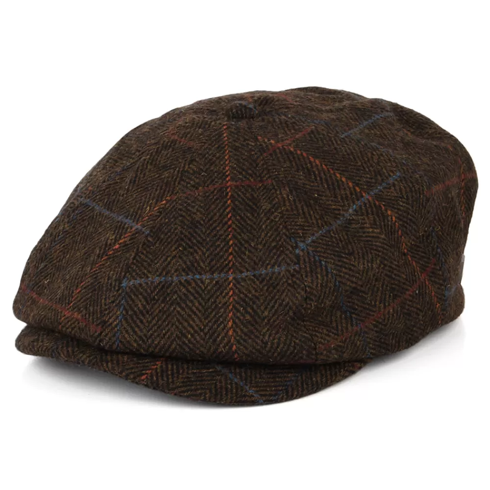 Casquettes Plates | Casquettes Plates^Brixton Casquette Gavroche à Carreaux et Chevrons Brood marron-noir-rouge