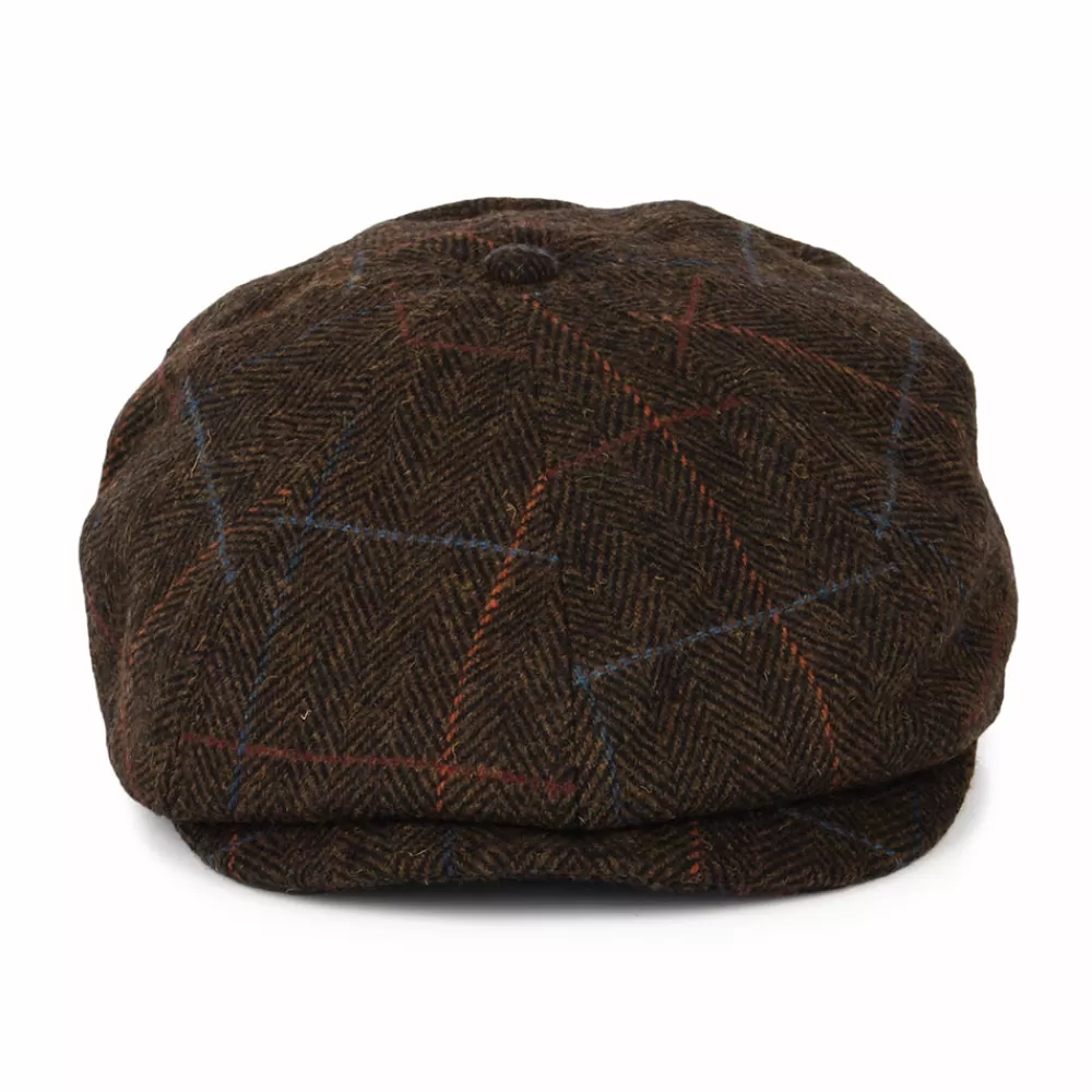 Casquettes Plates | Casquettes Plates^Brixton Casquette Gavroche à Carreaux et Chevrons Brood marron-noir-rouge