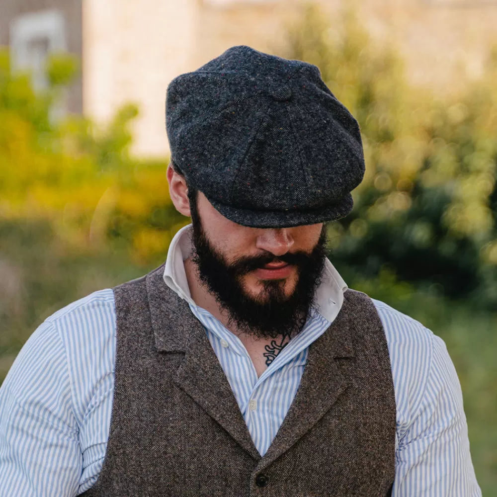 Casquettes Plates | Grandes Tailles^Jaxon & James Casquette Gavroche Chinée et Mouchetée Blackheath noir-multi JAXON & JAMES