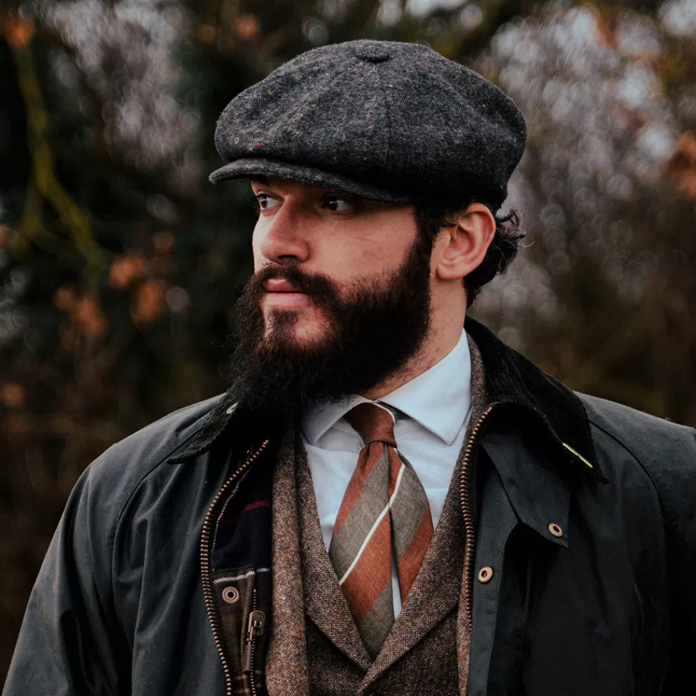 Casquettes Plates | Grandes Tailles^Jaxon & James Casquette Gavroche Chinée et Mouchetée Blackheath noir-multi JAXON & JAMES