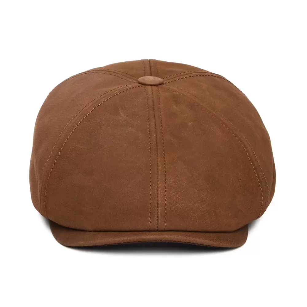 Casquettes Plates | Casquettes Plates^Stetson Casquette Gavroche en Cuir Nubuck cognac