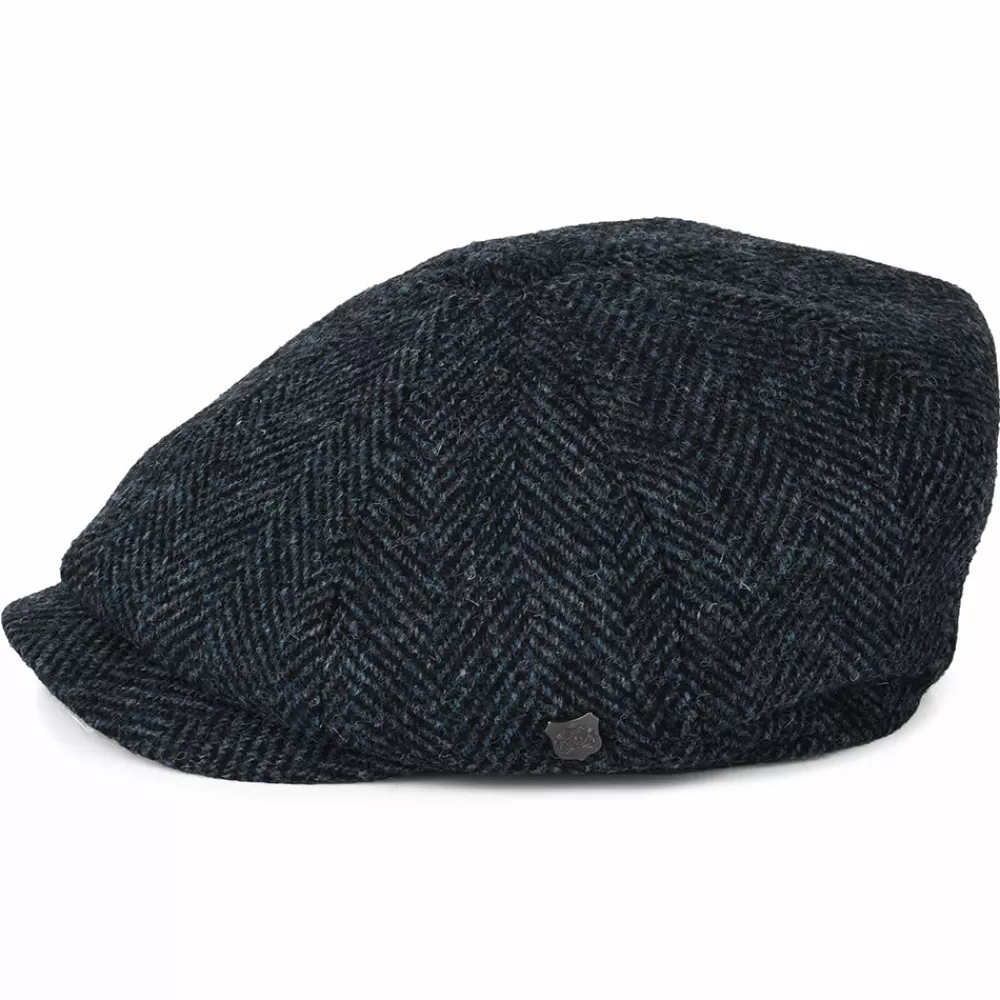 Casquettes Plates | Chapeaux Hiver^Failsworth Casquette Gavroche en Harris Tweed à Chevrons Carloway bleu-noir