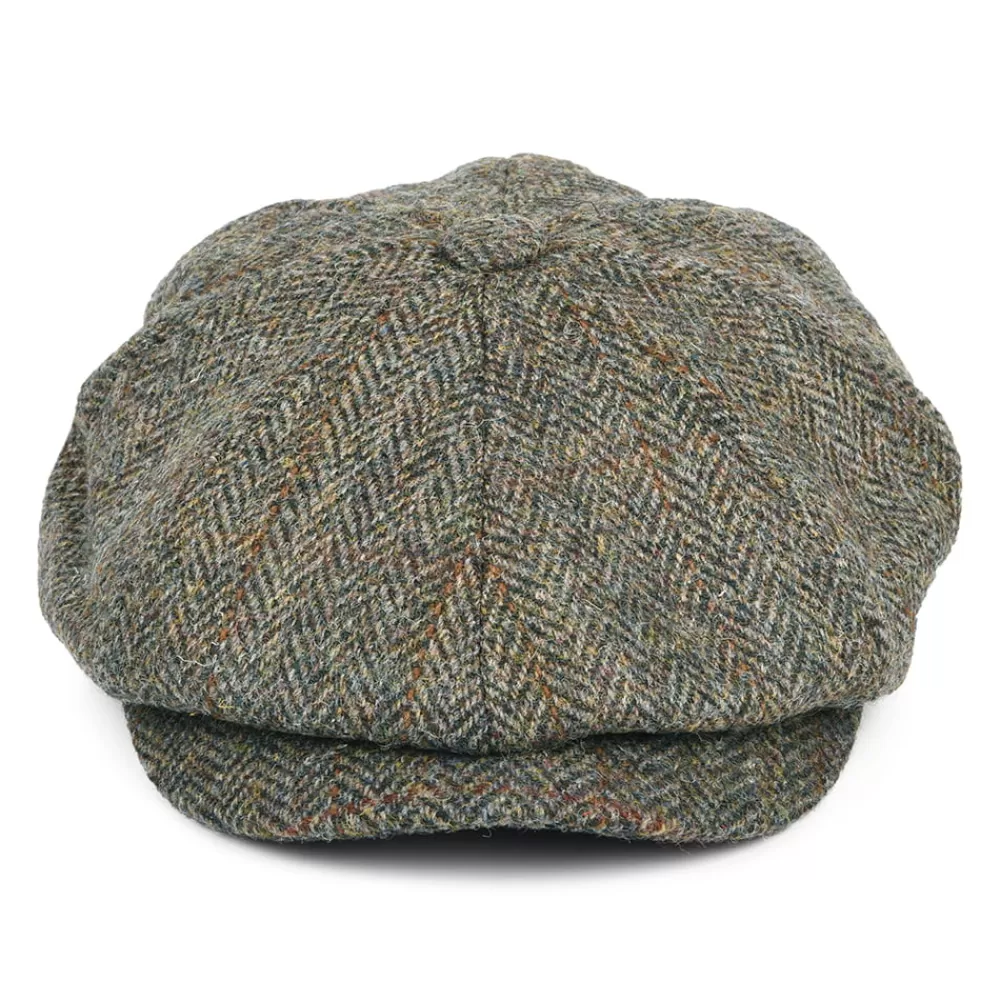 Casquettes Plates | Chapeaux Hiver^Failsworth Casquette Gavroche en Harris Tweed à Chevrons Carloway vert-bleu