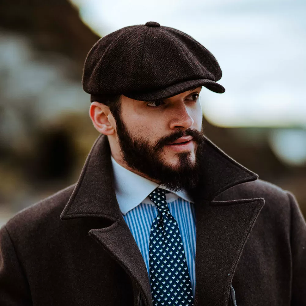 Casquettes Plates | Grandes Tailles^Jaxon & James Casquette Gavroche en Harris Tweed Arnol mousse-marron JAXON & JAMES