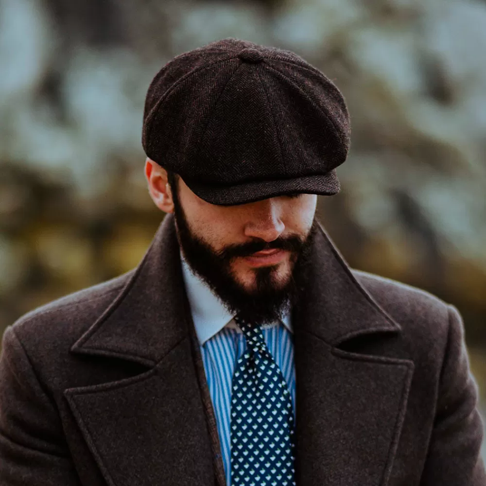 Casquettes Plates | Grandes Tailles^Jaxon & James Casquette Gavroche en Harris Tweed Arnol mousse-marron JAXON & JAMES